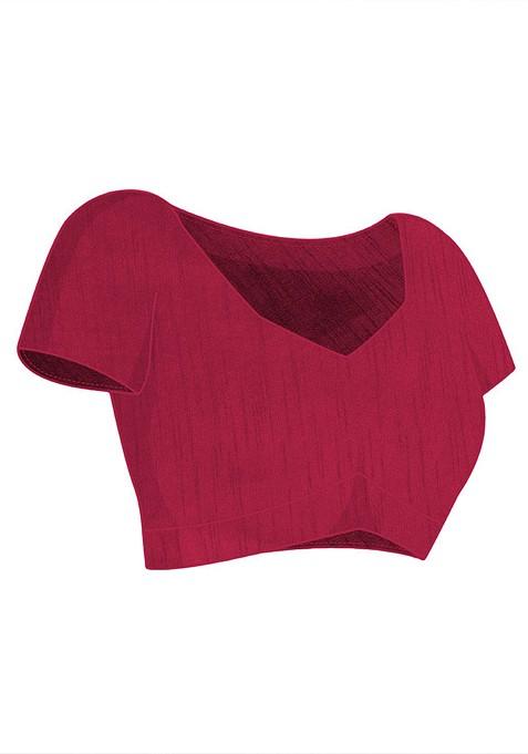 Peach Embroidered Blended Saree Set