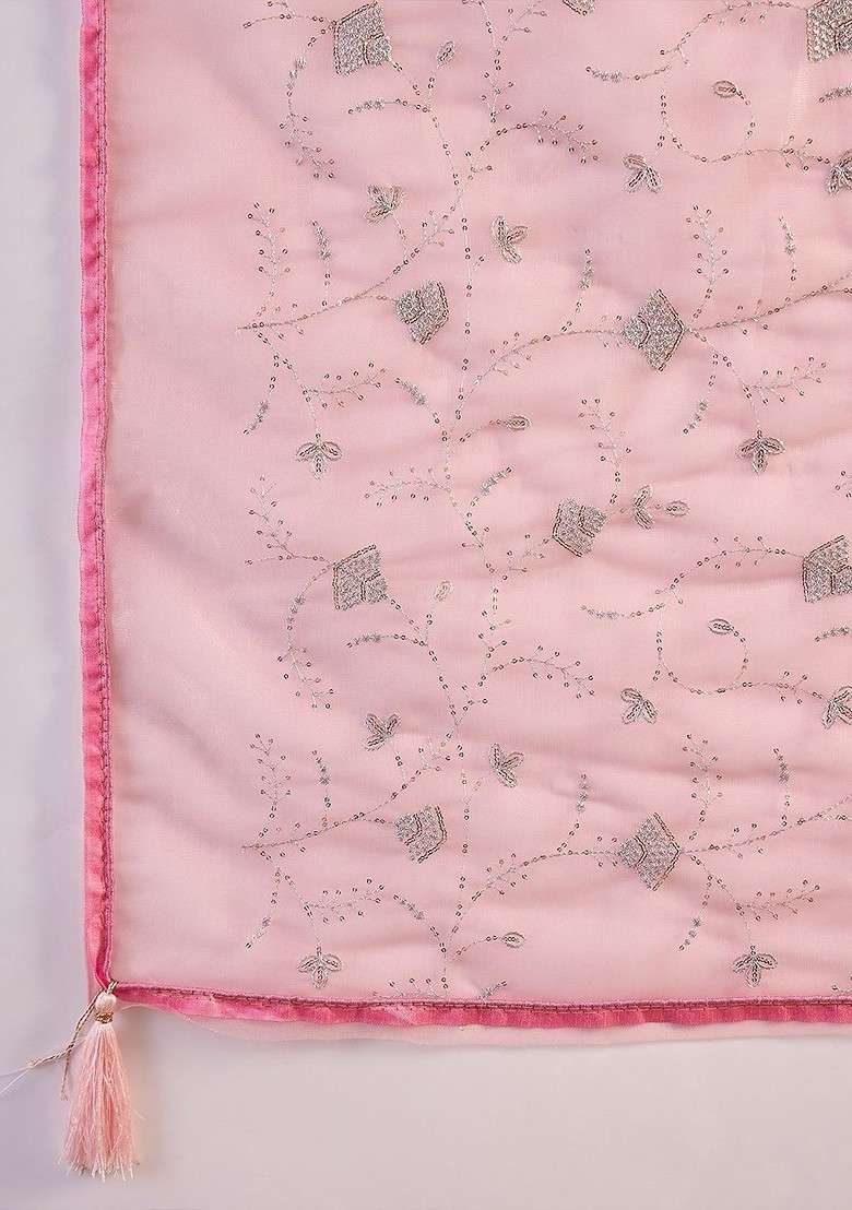 Pink Embellished Blended Saree Set for Diwali and Festive Wear - Indya