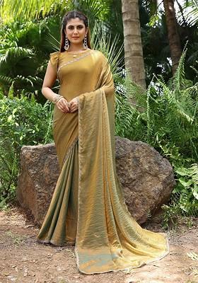 Gold Embellished Blended Saree Set