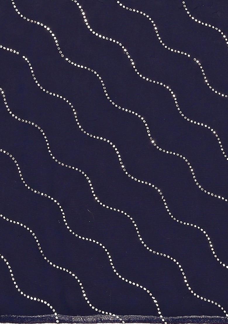 Blue Embroidered Blended Saree Set - Indya