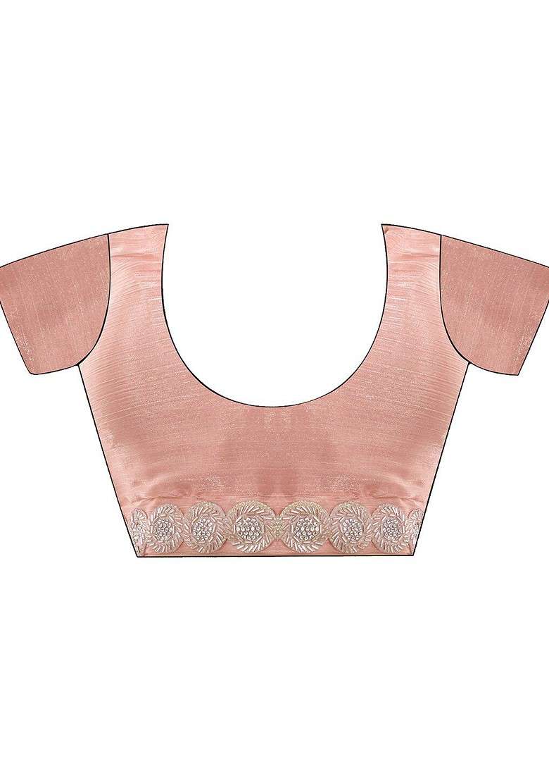 Pink Embellished Blended Saree Set - Indya