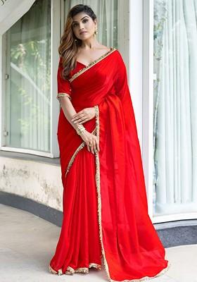 Rose Sequin Embellished Blended Saree Set