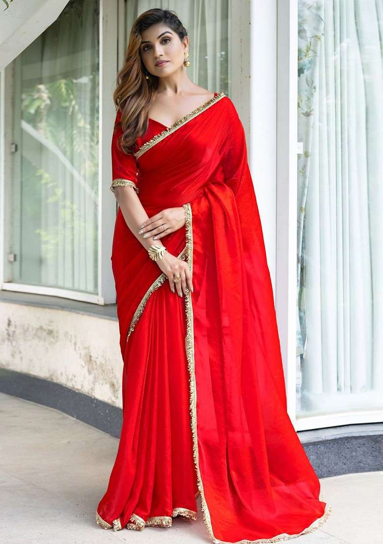 Rose Sequin Embellished Blended Saree Set - Indya