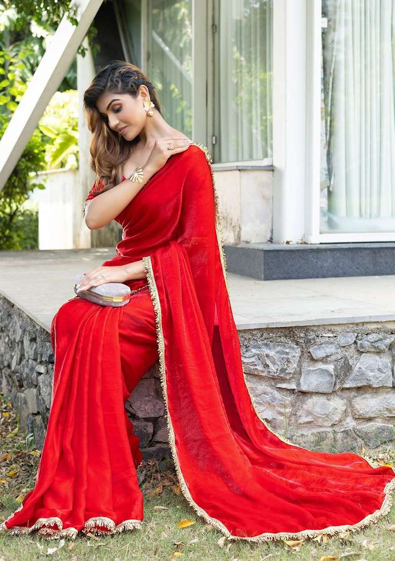 Rose Sequin Embellished Blended Saree Set - Indya