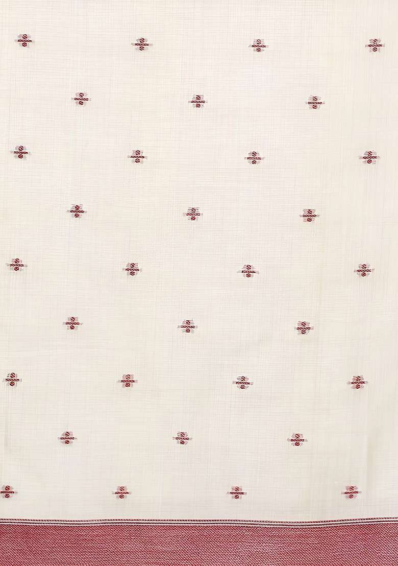 Cream Printed Blended Saree Set for Diwali and Festive Wear - Indya