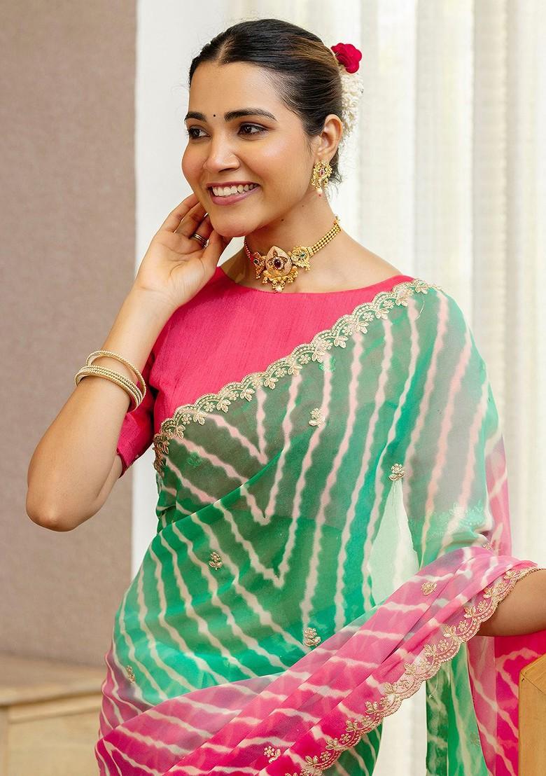 Multi Embellished Blended Saree Set