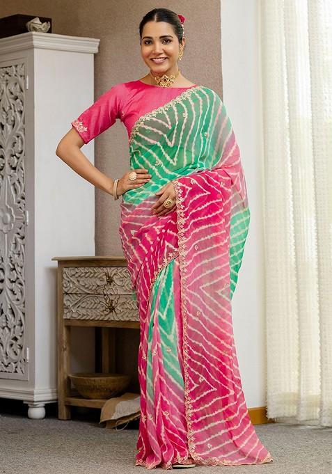 Multi Embellished Blended Saree Set