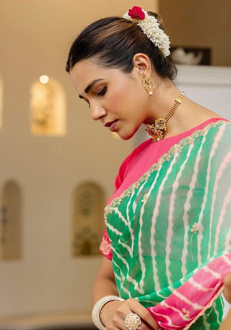 Multi Embellished Blended Saree Set