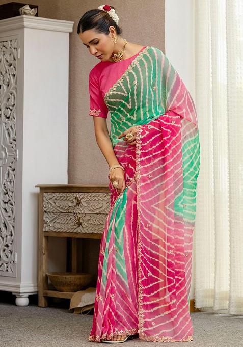 Multi Embellished Blended Saree Set
