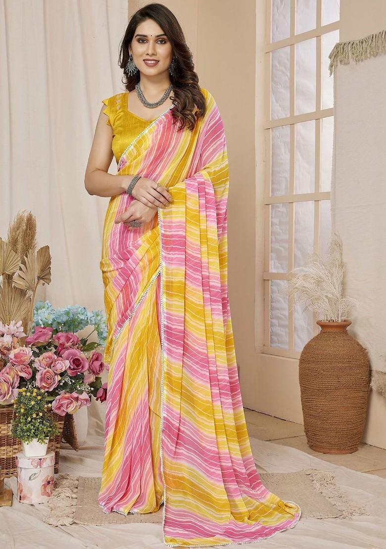 Multi Embroidered Blended Saree Set