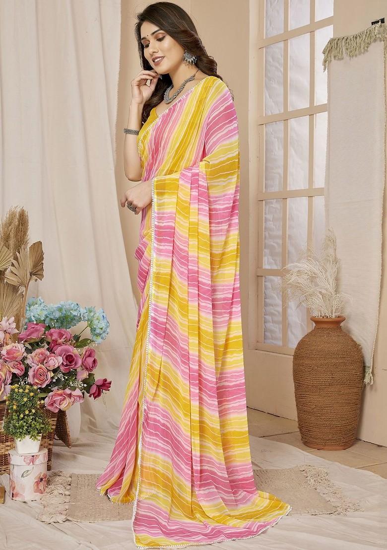 Multi Embroidered Blended Saree Set