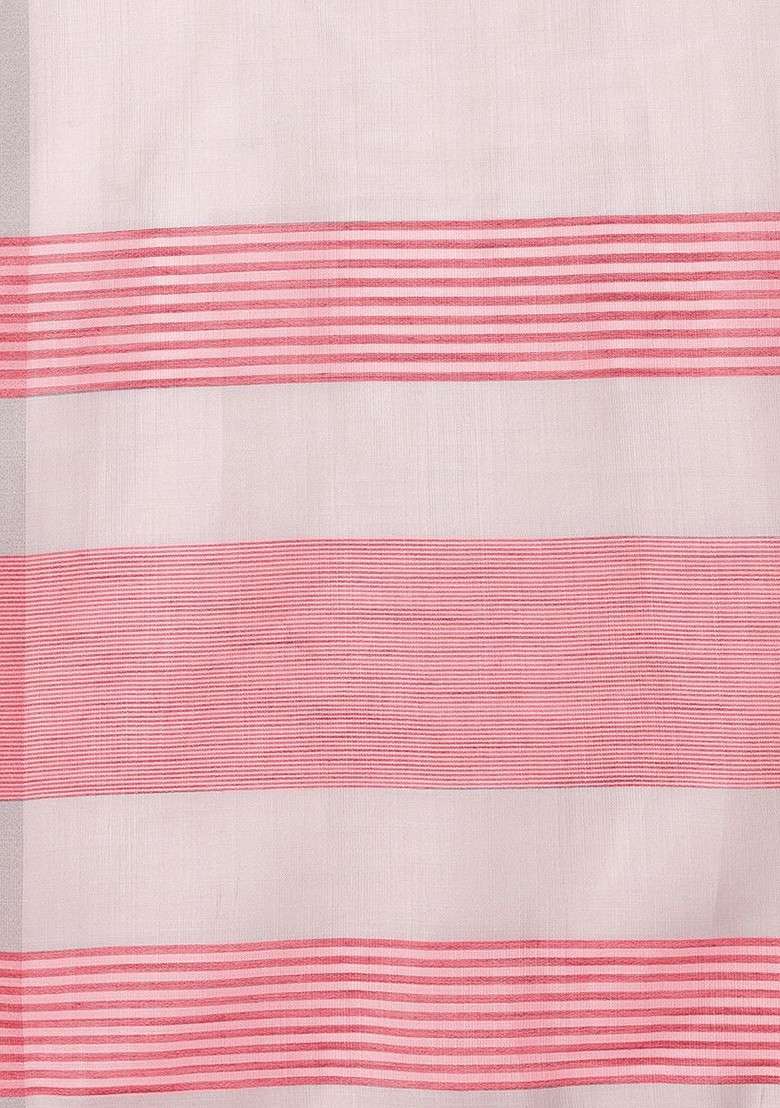 Pink Solid Blended Saree Set - Indya