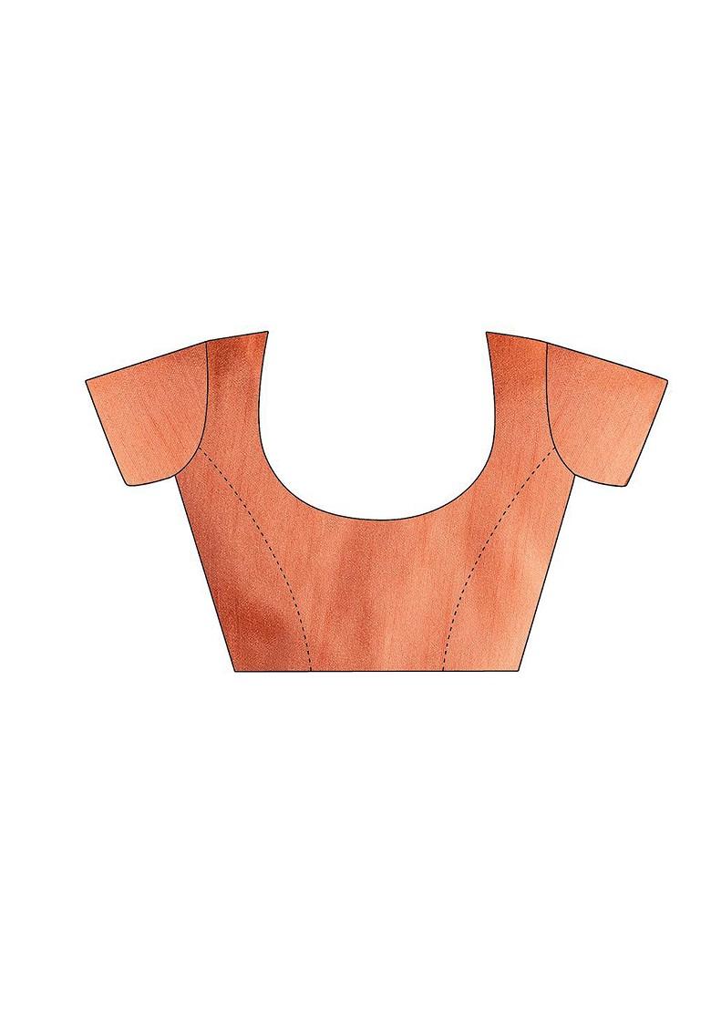 Off White Printed Blended Saree Set