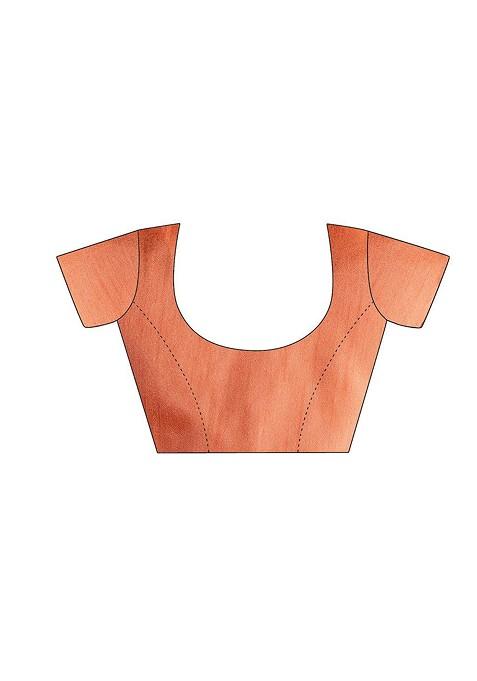 Off White Printed Blended Saree Set