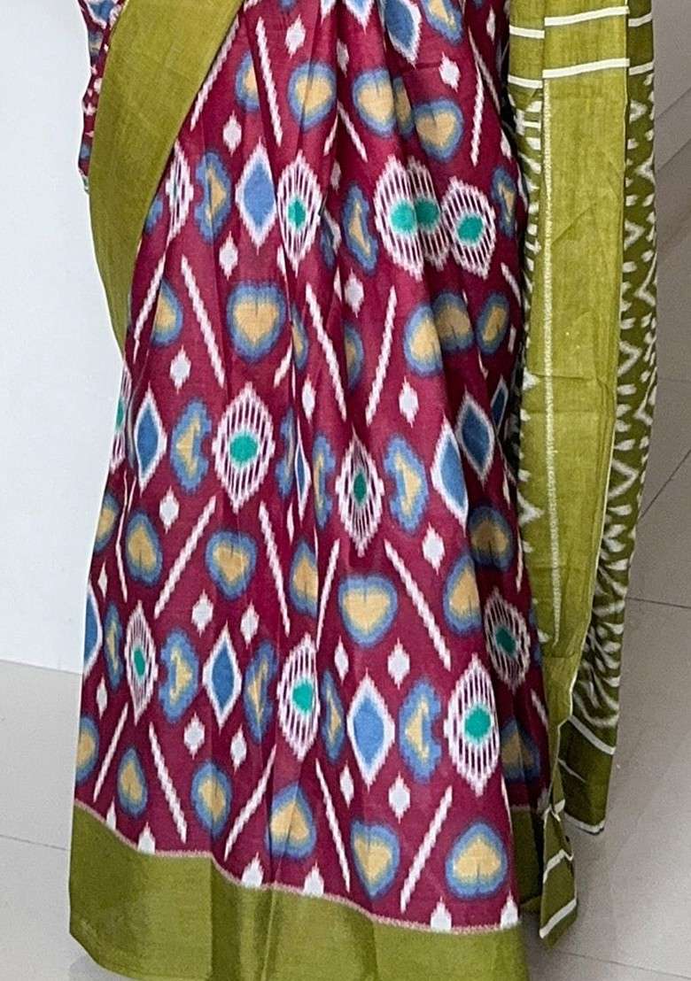 Magenta Blended Saree Set with Embroidered for Diwali | Wedding & Festive Wear - Indya