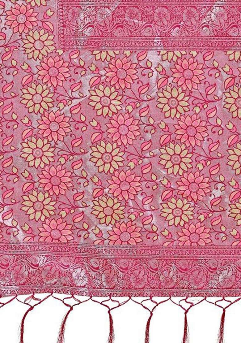 Olive Embroidered Blended Saree Set for Diwali and Festive Wear - Indya