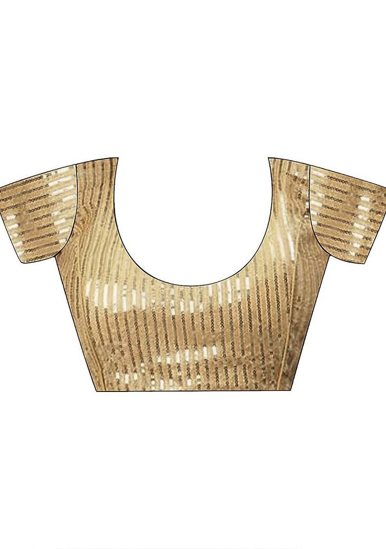 Teal Sequin Embellished Blended Saree Set