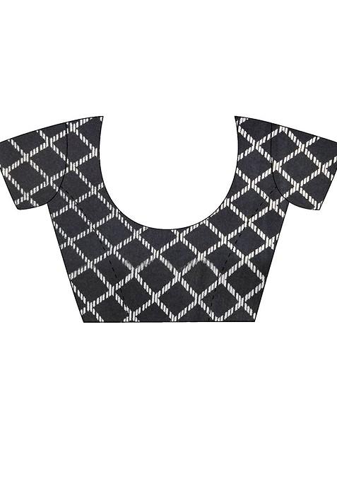 Off White Printed Blended Saree Set