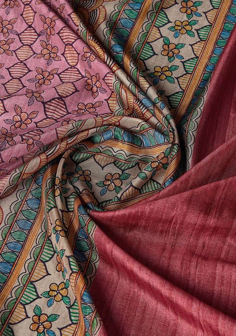 Red Embroidered Blended Saree Set for Diwali and Festive Wear - Indya
