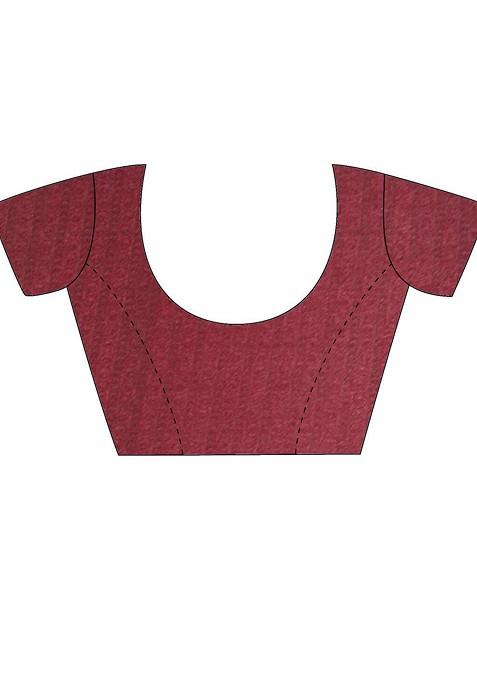 Magenta Bagru Printed Blended Saree Set