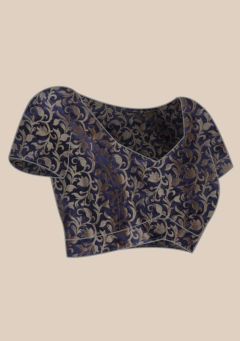 Olive Blended Jacquard Saree Set for Diwali | Wedding & Festive Wear - Indya