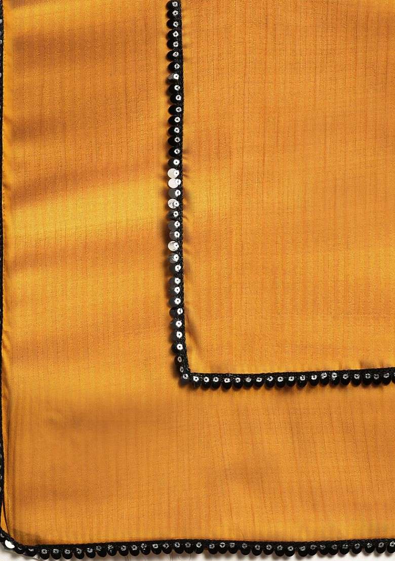 Mustard Embellished Blended Saree Set with Sequin for Diwali | Wedding & Festive Wear - Indya