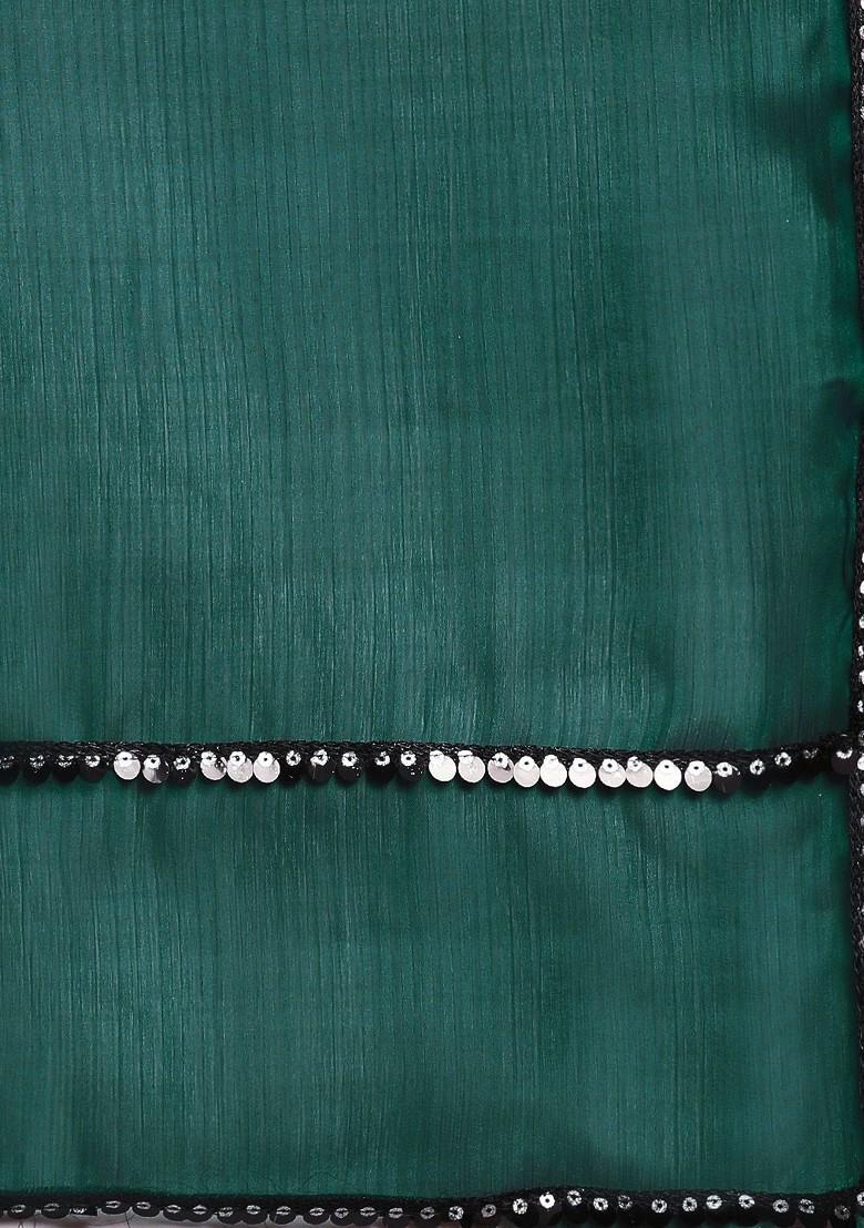 Teal Sequin Embellished Blended Saree Set