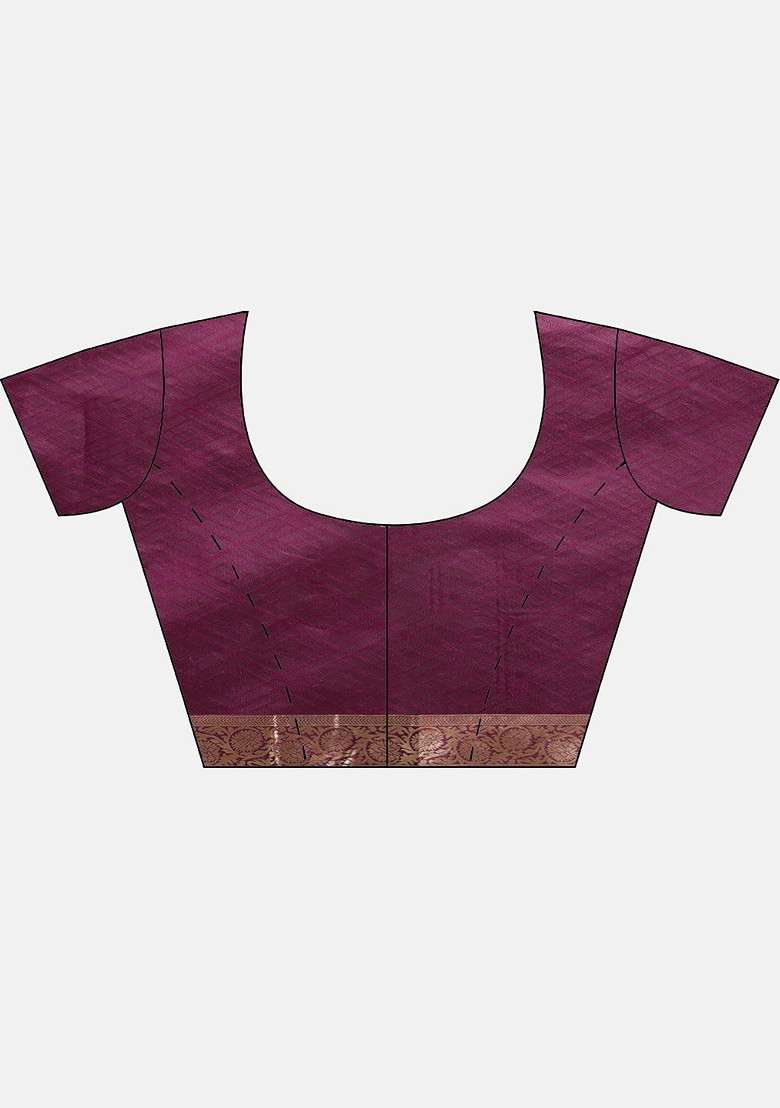 Purple Blended Saree Set with Embroidered for Diwali | Wedding & Festive Wear - Indya