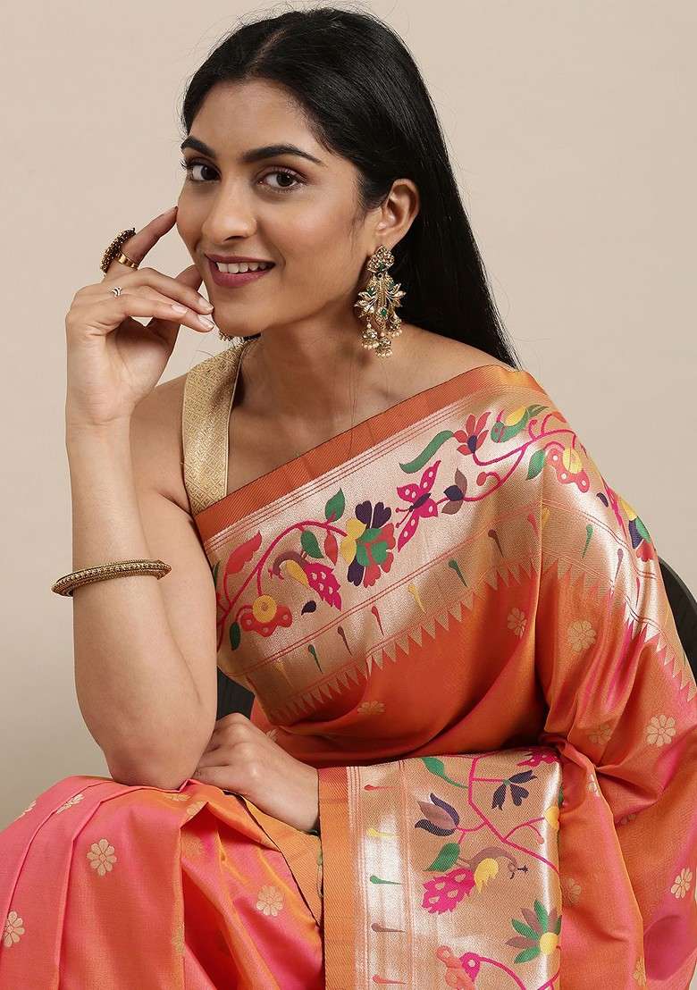 Coral Embroidered Blended Saree Set - Indya