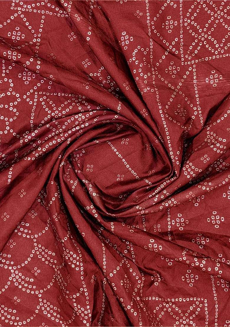 Maroon Embroidered Blended Saree Set - Indya