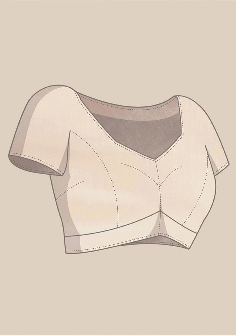 White Sequin Embellished Blended Saree Set