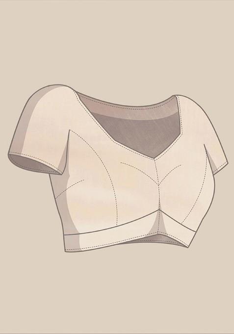 White Sequin Embellished Blended Saree Set