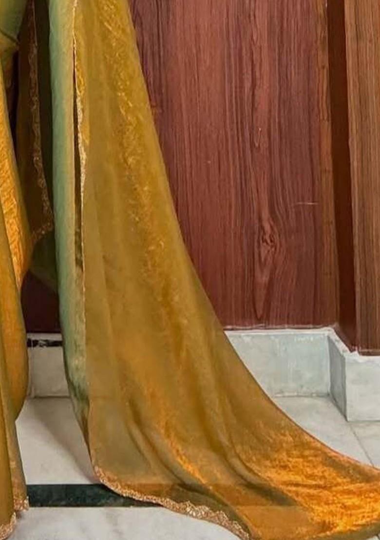 Bronze Embellished Blended Saree Set