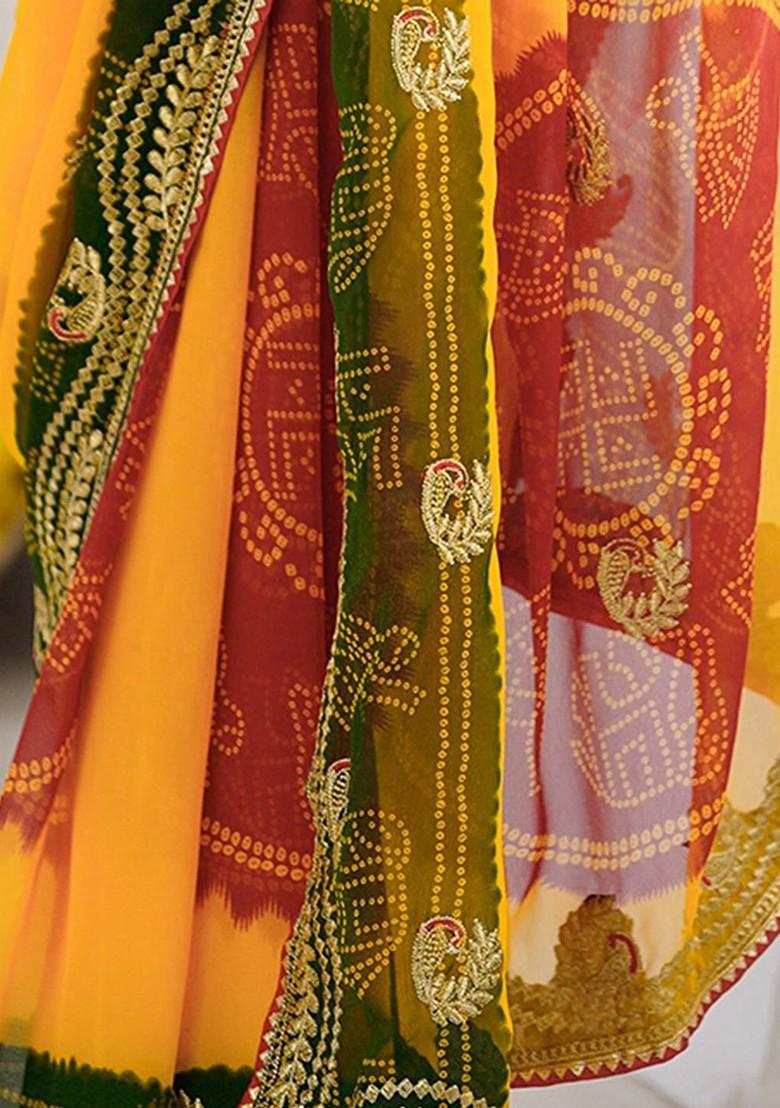 Multi Printed Blended Saree Set