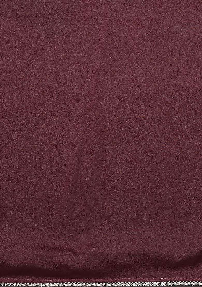 Maroon Embroidered Blended Saree Set - Indya