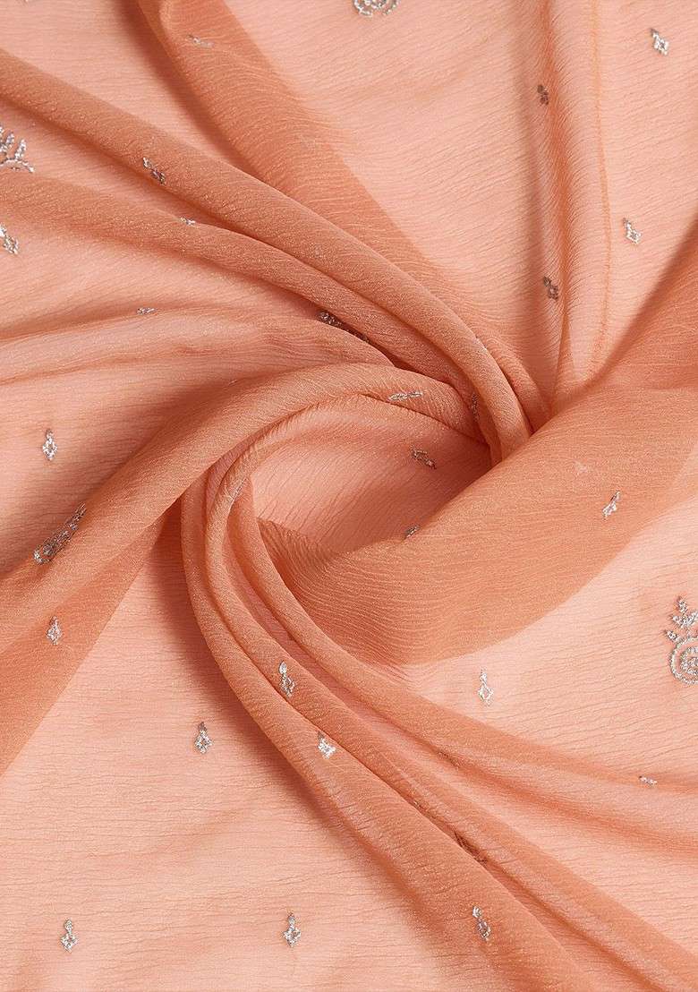 Orange Printed Blended Saree Set for Diwali and Festive Wear - Indya