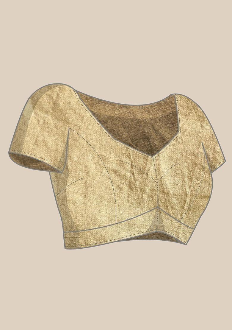 Off White Woven Design Tissue Saree Set - Indya