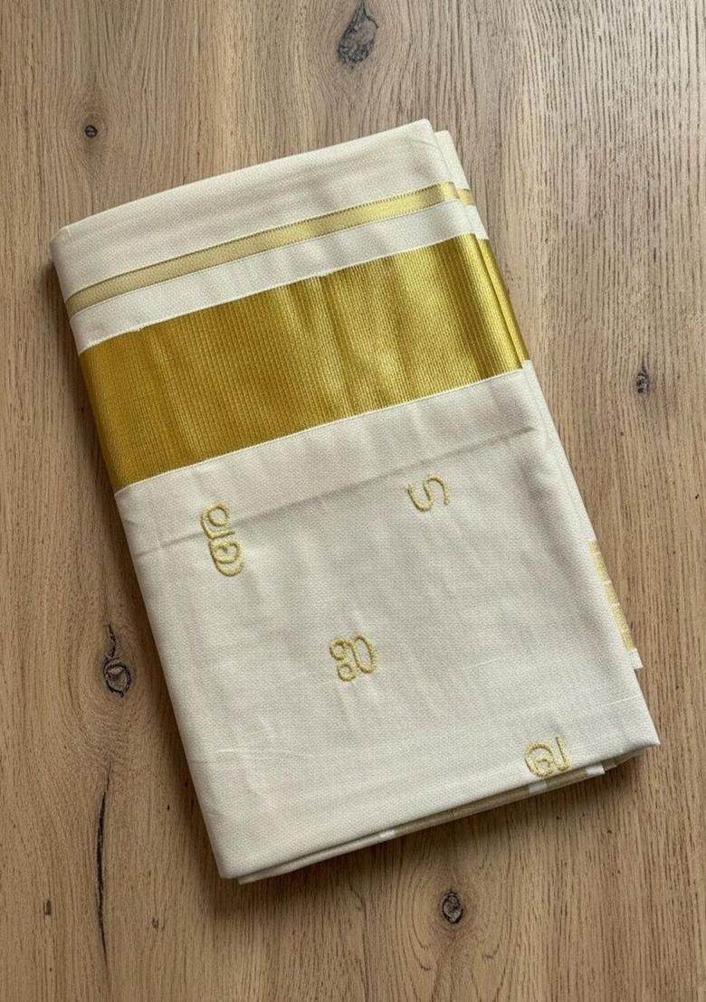 Off White Woven Design Tissue Saree Set - Indya