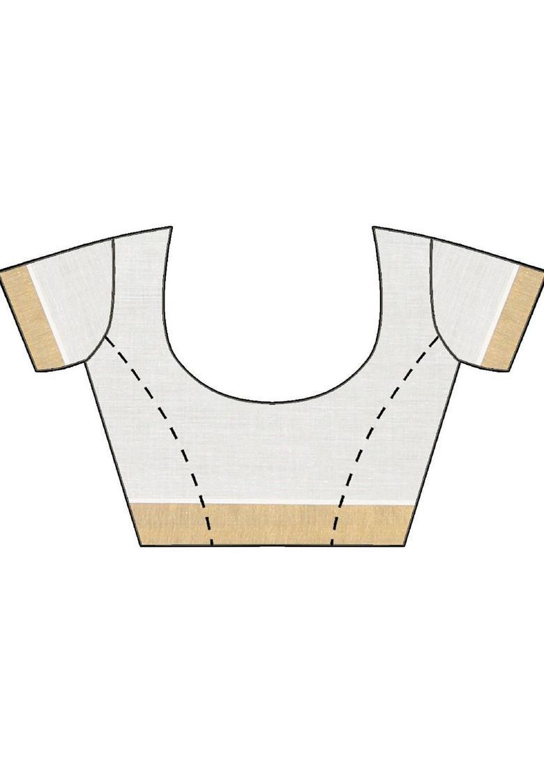 Off White Woven Design Cotton Saree Set - Indya