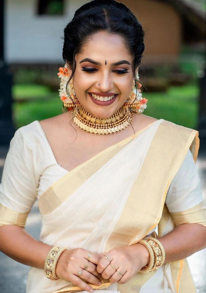 White Solid Cotton Saree Set - Indya