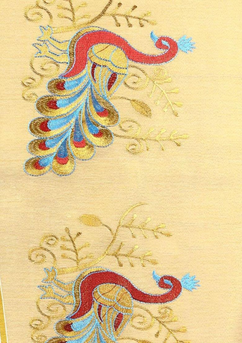 Off White Woven Design Cotton Saree Set - Indya