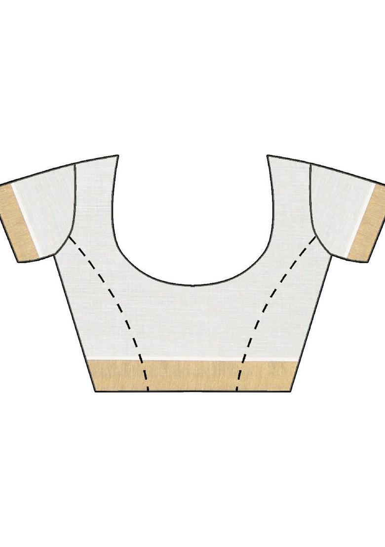 Off White Woven Design Cotton Saree Set - Indya