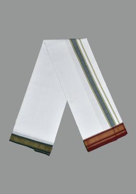 White Striped Cotton Dhoti For Men 