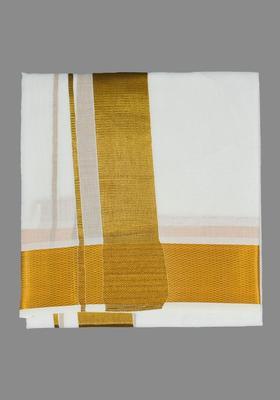 White Striped Cotton Dhoti For Men 