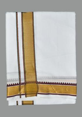 White Striped Cotton Dhoti For Men 