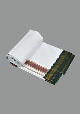 White Striped Cotton Dhoti For Men 