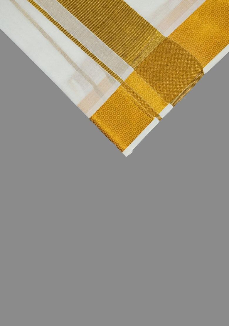 White Striped Cotton Dhoti For Men  - Indya