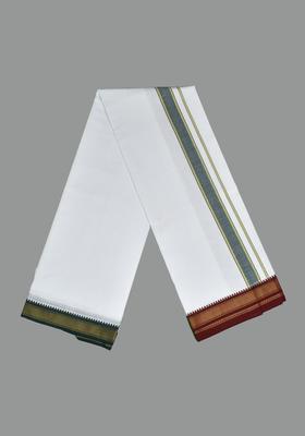 White Striped Cotton Dhoti For Men 
