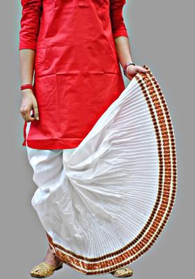 White Solid Silk Dhoti For Men 