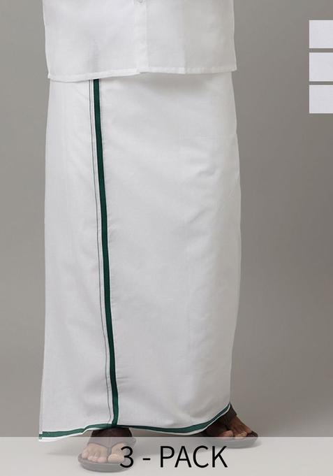 White Solid Cotton Dhoti For Men 